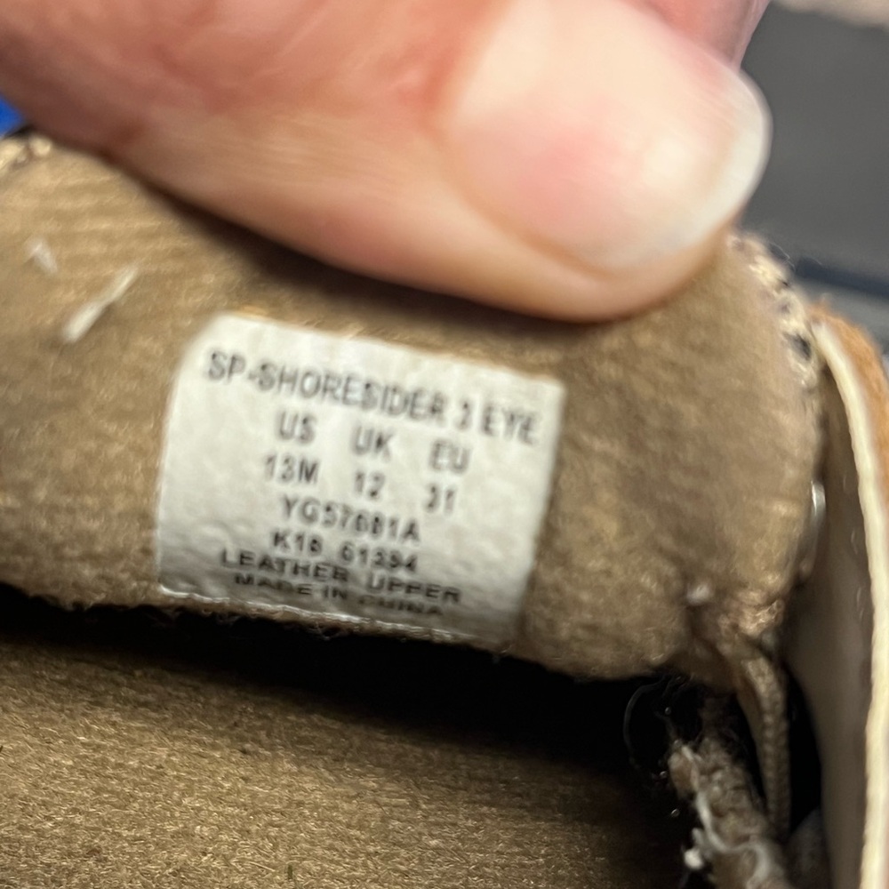 Sperry Shoresider Jr Boat Shoes Kids Tan Leather Memory Foam Size 13M - Picture 6 of 6